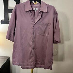 Macy’s Mode of One Mauve Button-Up Collared Short Sleeve Men’s Shirt